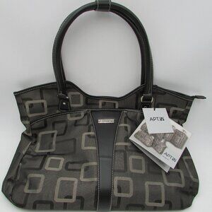 Apt 9 Charcoal Geometry 17 Inch Shopper Overnight Tote Bag NWT